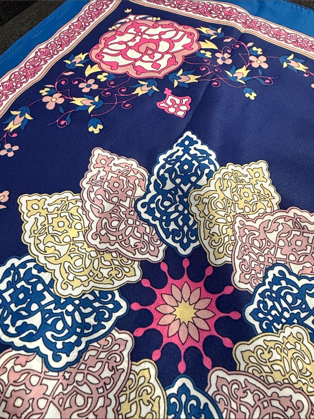 Bursa Paisley Scarf in Blue & Beige and Pink